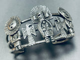 One Of The Most Unique Vintage Kachina Sterling Silver Bracelet Cuff-Nativo Arts