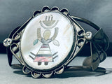 Happy Life Dancer Vintage Native American Zuni Turquoise Sterling Silver Inlay Bracelet-Nativo Arts