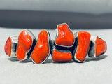 Victor Trujillo Exceptional Native American Navajo Coral Sterling Silver Bracelet-Nativo Arts