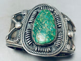 One Of Best Vintage Native American Navajo Leadville Turquoise Sterling Silver Bracelet 98 Grams-Nativo Arts