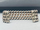 Heavy Thick Ropes Vintage Native American Navajo Sterlingn Silver Bracelet-Nativo Arts