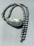 Striking Vintage Native American Navajo Blue Gem Turquoise Sterling Silver Necklace-Nativo Arts