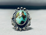 Impressive Vintage Native American Navajo Carico Lake Turquoise Sterling Silver Ring-Nativo Arts