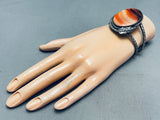 Montana Agate Rare Vintage Native American Navajo Sterling Silver Bracelet Old-Nativo Arts
