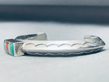 Lest Ortiz Vintage Native American Navajo Turquoise Inlay Sterling Silver Bracelet-Nativo Arts