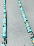 Hand Wrought Sterling Silver Tubes Native American Navajo Turquoise Heishi Necklace-Nativo Arts