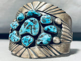 Philip Tso Vintage Native American Navajo Morenci Turquoise Sterling Silver Bracelet-Nativo Arts