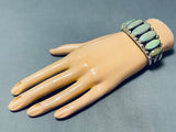 Heavy Vintage Native American Navajo Light Green Turquoise Sterling Silver Bracelet-Nativo Arts