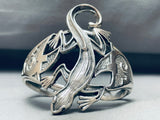 Detailed Vintage Southwest Sterling Silver Lizard Bracelet Cuff-Nativo Arts