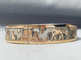 Floyd Becenti 1st Hallmark Vintage Native American Navajo Gold Sterling Silver Bangle Bracelet