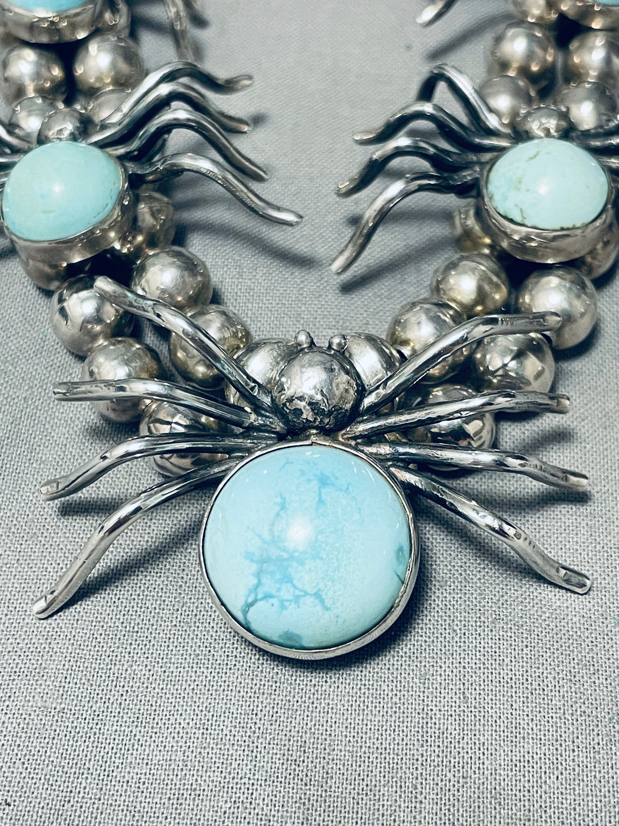 Gasp! Spider Vintage Navajo Turquoise Sterling Silver Squash