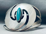 Huge Swirls Vintage Navajo Domed Turquoise Sterling Silver Bracelet Cuff-Nativo Arts