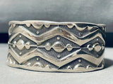 117 Grams Hand Tooled Heavy Vintage Native American Navajo Sterling Silver Bracelet-Nativo Arts