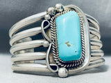 Leonard Nez Astonishing 105 Grams Blue Gem Turquoise Sterling Silver Bracelet-Nativo Arts