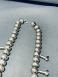 Fab Vintage Native American Navajo Sterling Silver Pearl Squash Blossom Necklace-Nativo Arts