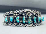 Turquoise Nuggets And Flower Vintage Native American Navajo Sterling Silver Bracelet-Nativo Arts