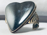 One Of A Kind Vintage Native American Navajo Black Onyx Sterling Silver Heart Bracelet-Nativo Arts