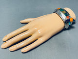 Important 6' Wrist Vintage Native American Navajo Turquoise Inlay Sterling Silver Bracelet-Nativo Arts