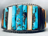 One Of The Best Ever Vintage Native American Navajo Turquoise Inlay Sterling Silver Bracelet-Nativo Arts