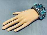 Cactus Turquoise!!!!! One Of A Kind Vintage Native American Navajo Sterling Silver Bracelet!-Nativo Arts