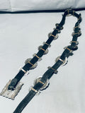 Gasp! Hand Tooled Vintage Native American Navajo Turquoise Sterling Silver Concho Belt-Nativo Arts
