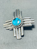Amazing Native American Navajo Blue Diamond Turquoise Sterling Silver Robert Yellowhorse Tie Pin-Nativo Arts