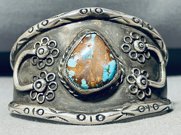 Horseshoe + Rare Turquoise Vintage Native American Navajo Sterling Silver Bracelet-Nativo Arts