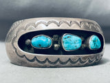 Tim Yazzie Magnificent Native American Navajo Blue Gem Turquoise Sterling Silver Bracelet-Nativo Arts