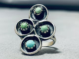 Rare Vintage Native American Navajo Green Turquoise Sterling Silver Ring-Nativo Arts