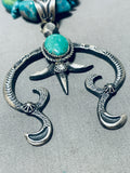 One Of The Best Native American Navajo Old Kingman Turquoise Sterling Silver Necklace-Nativo Arts