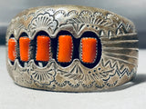Master Technique Vintage Native American Navajo Coral Sterling Silver Bracelet-Nativo Arts