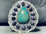 164 Grams Gorgy Native American Navajo Turquoise Sterling Silver Charoite Bracelet-Nativo Arts