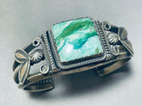 Important Vintage Native American Navajo Suqsred Green Turquoise Sterling Silver Bracelet-Nativo Arts