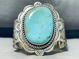 Show-stopping Vintage Santo Domingo Blue Gem Turquoise Sterling Silver Bracelet-Nativo Arts