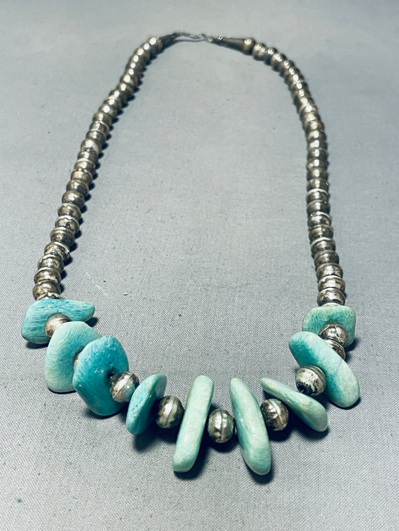 Incredible Vintage Native American Navajo Turquoise Nugget Sterling Silver Bead Necklace-Nativo Arts