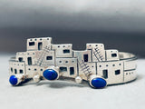 Lapis Pueblo Vintage Native American Navajo Sterling Silver Bracelet-Nativo Arts