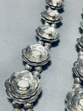 Flower Pearl!! Vintage Native American Navajo Sterling Silver Squash Blossom Necklace-Nativo Arts