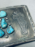 Standing Bear!! Vintage Native American Navajo Turquoise Sterling Silver Bracelet-Nativo Arts