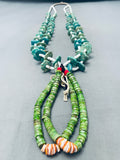 Opulent Early 1900's Vintage Santo Domingo Green Turquoise Necklace Old-Nativo Arts