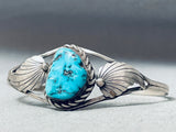 Amazing Vintage Native American Navajo Old Kingman Turquoise Sterling Silver Bracelet