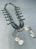 Unforgettable Native American Navajo Sterling Silver Coin Squash Blossom Necklace-Nativo Arts