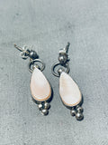 Beautiful Vintage Native American Navajo Mother Of Pearl Sterling Silver Signed Earrings-Nativo Arts