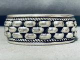 Spectacular Signed Native American Navajo Sterling Silver Solid L A Willie Bracelet-Nativo Arts