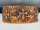 Ronnie Willie Native American Navajo Copper Cross Heart Bracelet-Nativo Arts