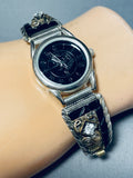 Native American Shay Signed Vintage Navajo Gold Sterling Silver Onyx Watch Bracelet-Nativo Arts