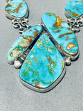 Dropdead Fab Vintage Native American Navajo Turquoise Chunk Sterling Silver Necklace-Nativo Arts