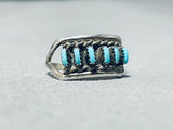Superb Vintage Native American Zuni Blue Gem Petit Point Sterling Silver Ring-Nativo Arts