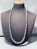 Longer 30 Inch Vintage Native American Navajo Sterling Silver Bead Necklace Old-Nativo Arts
