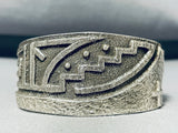 Intriguing Native American Navajo Sterling Silver Geometric Rug Bracelet-Nativo Arts