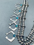 One Of The Best Vintage Native American Navajo Turquoise Sterling Silver Squash Blossom Necklace-Nativo Arts